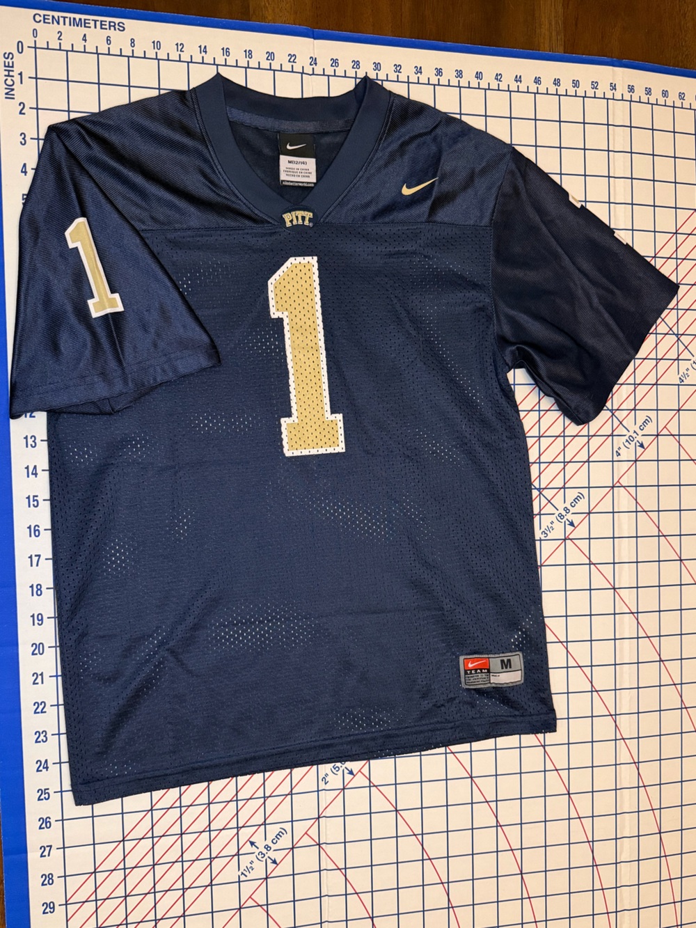 NCAA Pitt Nike Navy and Gold Football Jersey